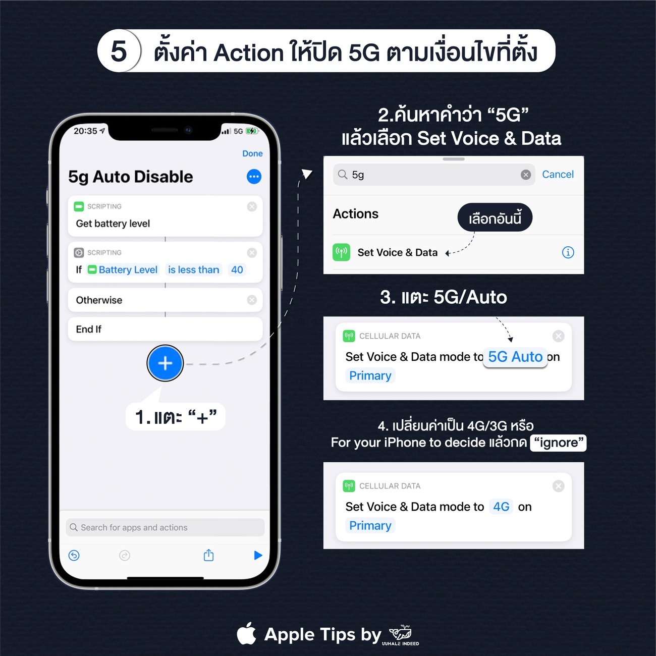 ตั้ง Shortcut ปิด 5G อัตโนมัติเพื่อประหยัดแบตฯ